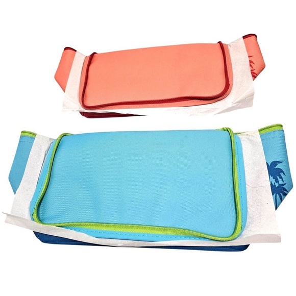 Trader Joe's Peach and Blue Mini Insulated Cooler Tote Bags Limited Edition New - Picture 2 of 3